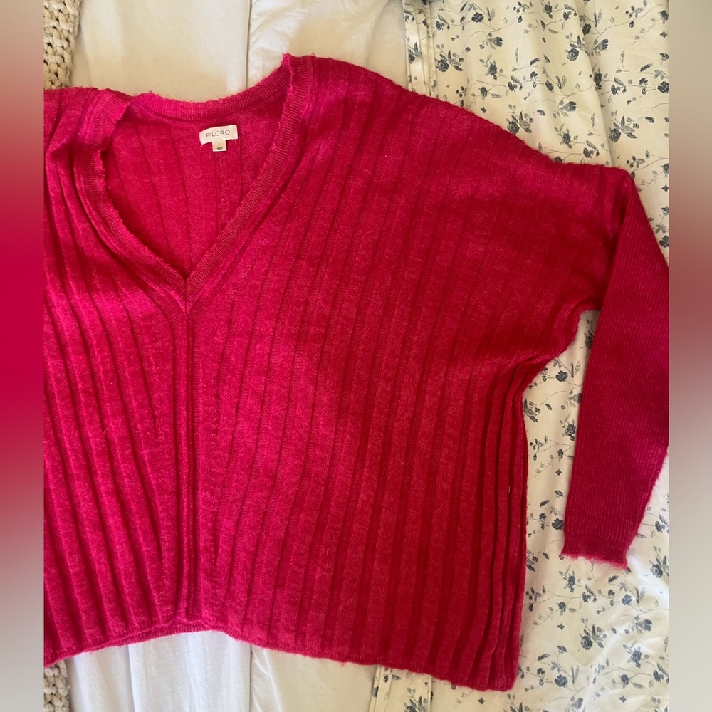 Pink Pilcro Soft V Neck Sweater
